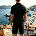 Men's Island Vacation Herringbone Textured Henley | SAMAG