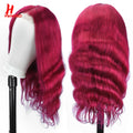 HairUGo 4# Brown Body Wave Lace Closure Human Hair Wigs T Lace Part Wigs Peruvian Hair Chocolate 4x4 Lace Closure Wigs For Women