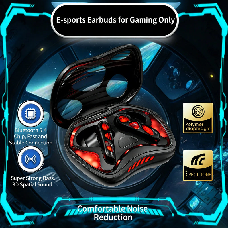 Gaming Wireless Earbuds Low Latency RGB Cool Ambient Light ANC Noise Canceling Bluetooth 5.4 In-ear Earphones For Esport Gamer