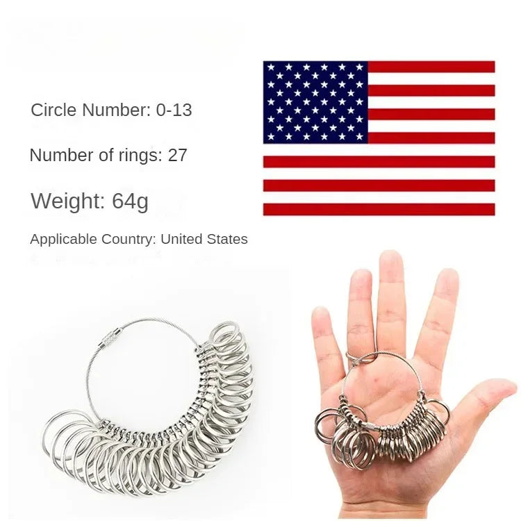 Aluminum Alloy Ring Gauges Sizer Meter Hand Loop Jewellery Measuring Ring Tool Size 0-13mm Measurement Finger Circumference