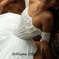  SoDigne A - line Off Shoulder Lace Wedding Dresses - View 3 | SAMAG