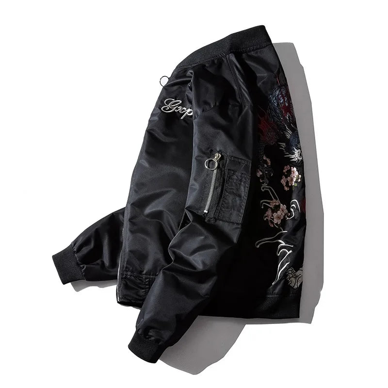 Men Women Bomber Jacket Dragon Tiger Embroidered Sukajan Padded Baseball Coat Japan Male Windrunner 2024 MA1 Spring Winter Z1A1