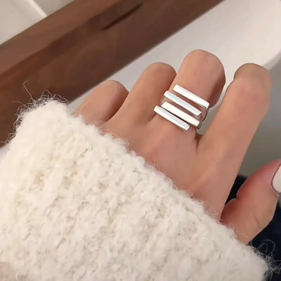 BF CLUB 925 Sterling Rings for Women Simple Geometric Handmade Irregular Retro Gold Zircon Allergy For Birthday Gift | SAMAG