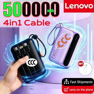 Lenovo New 500000mAh 4 Cables High Capacity Mini Power | SAMAG