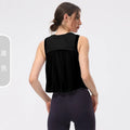 Cover Up Shirt for Women, Quick Drying, Summer Thin Pleated and Wrinkled Fitness Suit, Top Worn with Sleeveless Sports Vest