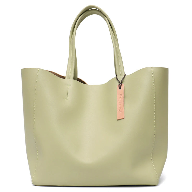 SC Luxury Brand Cow Leather Tote Bags Designer Cowhide Handbags Women Shoulder Bags Fashion Female Large Capacity Liner Bag