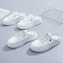 *2026 Summer New Baotou Mesh Breathable White Flat Shoes Fashionable Hot Selling Casual Half Dragged Round Head Women's Sandals
