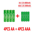 1.5V Rechargeable AA    AAA 4.8-3.8Ah Battery For Torch Toys Clock MP3 Player Replace Ni-Mh Battery