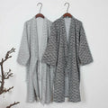 Mens Japanese Classic Bathrobe Nightwear Yukata Kimono Gown Sleepwear Cotton Skin Friendly Robe Loose Casual Homewear Pajamas