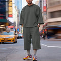 INCERUN Men's Sets Solid Color Oversize 3/4 Sleeve T Shirt Pants Two Piece Streetwear Stylish Casual - View 4 | SAMAG