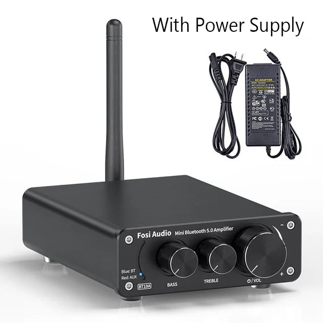 Fosi Audio BT10A Mini Bluetooth Amplifier 2 Channel Amp for Home Speakers Treble & Bass HiFi Stereo Sound Amplifier 50W*2