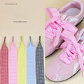 1 Pair Flat Shoelaces Replacement Decorative Check Gingham Shoe Laces for Sneakers Skate Shoe Width 2.5CM Women Men