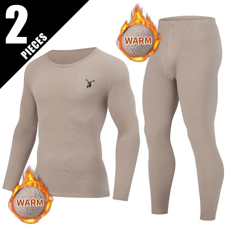 2-Piece Men's Autumn And Winter Warm Suit With Deer Head Print For Youth Sports And Leisure Loose And Comfortable Autumn Clothes