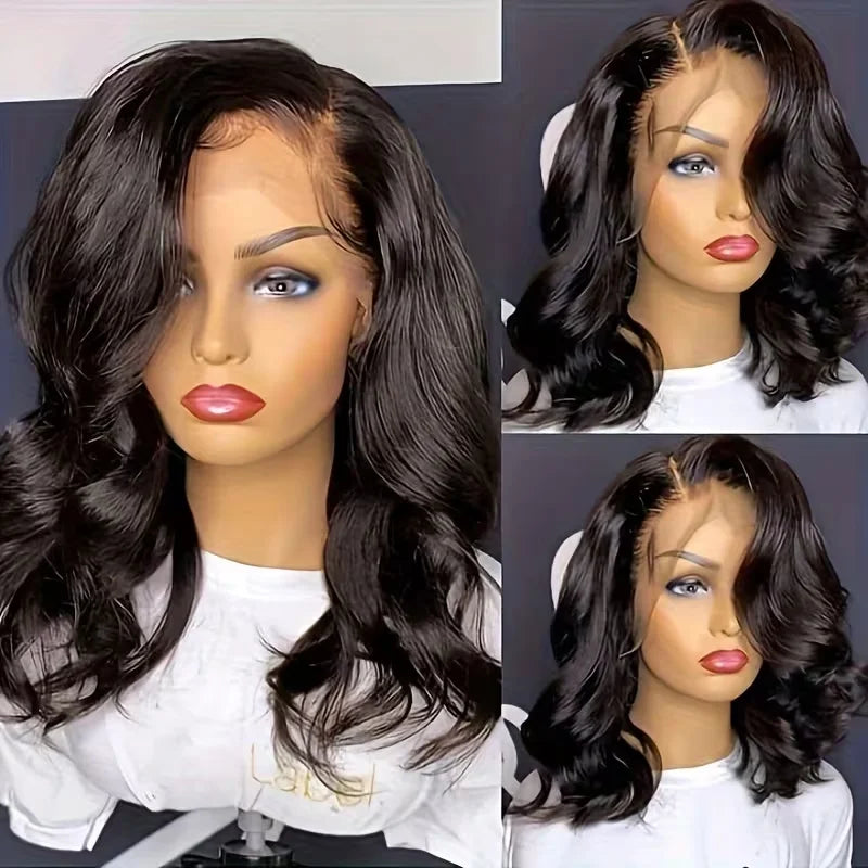 Body Wave Bob Wig Human Hair 13x4 Short Bob Lace Frontal Human Hair Wigs 200% Density Transparent Lace Frontal Brazilian Virgin Bob Wig For Women