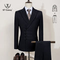 ST Cassy Elegant Men's Suits for Wedding Slim Fit Double Breasted Multiple Buttons Casual Business Two-Piece Dress Party Outfit