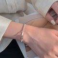 925 Sterling Silver Geometric Square Round Bead Bracelet For Women Personality Temperament Simple Hand - Visuel 2 | SAMAG