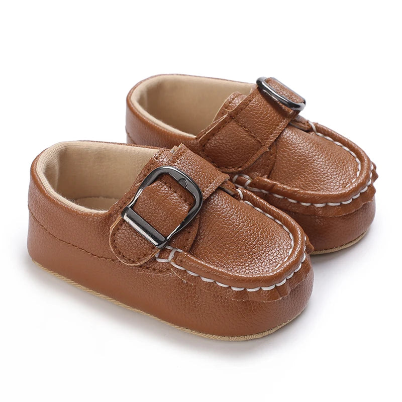 Brown Baptismal Baby Shoes For Boys And Girls Casual Soft Soled Non Slip Baby Shoes For 0-18 Months Baby Walking Shoes