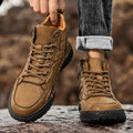 Outdoor Hiking Shoes for Men Autumn Winter Men Ankle Boots Hand Stitched Optional Plush Non-slip High Top Casual Shoes Sports