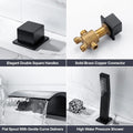 3-5PC Black Brass Waterfall Bathtub Faucet Widespread Tub Sink Tap Three Handles Hot Cold Water Mixer Bathroom Shower Faucet