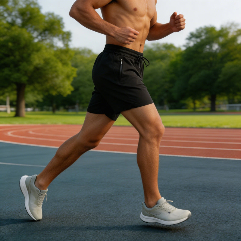 Men's Quick Dry Running Shorts with Drawstring and Zip Pockets - Ideal for Athletic Workouts and Gym - View 3 | SAMAG
