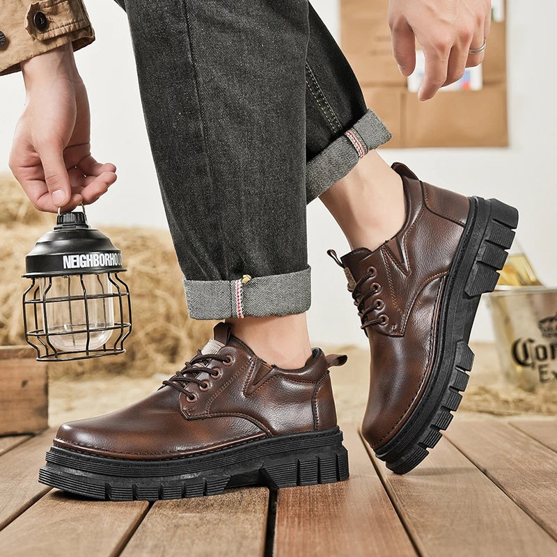 Men's casual shoes four seasons handwork comfort outdoor work shoes fashion Joker youth tide shoes business party leather shoes
