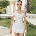 Off Shoulder Short Wedding Dresses Straight Elegant - View 3 | SAMAG