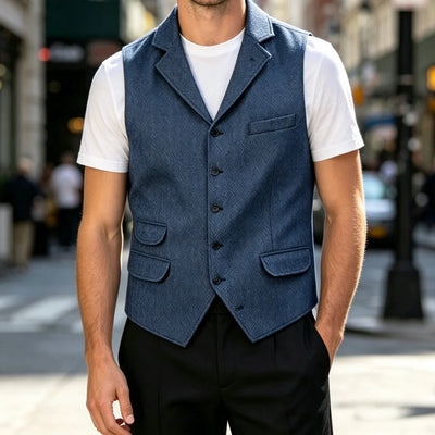 Men's Vest Herringbone Tweed Suits Slim Fit Business | SAMAG