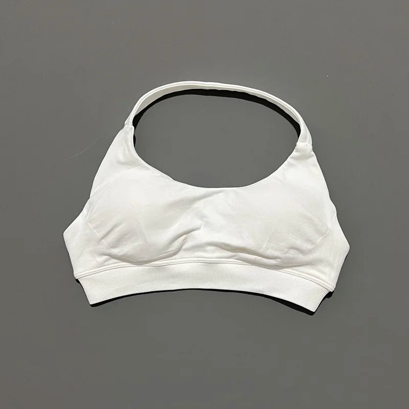 Sports Bra Women Seamless Yoga Halter Bra Top High Support Open Back Bra Fitness Push-up Activewear Workout Gym Underwear