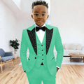 Black Suit for Boys Evening Party Tuxedo Kids Wedding Beaded Crystals Suit 3 Piece Boy Suit Jacket Pants Vest Formal Prom Dress