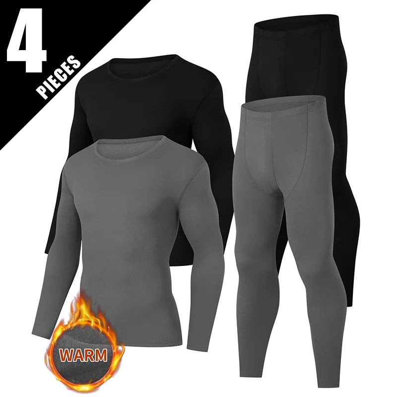 2/4-piece Set Of Autumn And Winter Men's Solid Color Classic Round Neck Warm Underwear Set Casual Mid Neck Bottom Top Warm Pants