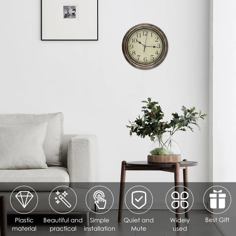 Wall Clock Large Retro Wall Clock Non Ticking Classic Silent Clocks for Living Room Kitchen Bedroom Home Office Decoration