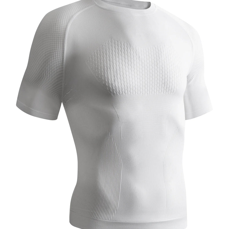Men 3D Muscle Shaping Compression Tee Knitted Short Sleeve Shaperwear Gym Running Fitness Body Shaping Sport T-shirt