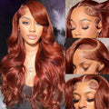 13x4 Reddish Brown Body Wave Hd Lace Front Human Hair Wig Pre Plucked Glueless Wigs Remy Vietnamese Human Hair Lace Frontal Wig