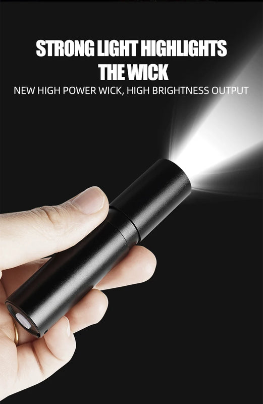Mini Telescopic Zoom Flashlight 3 Light Mode Torch USB Rechargable Waterproof Powerful Flashlights Outdoor Portable Torch Lamp