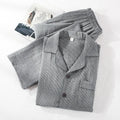 2025 New Spring/Summer Men's Pajama Set 100% Cotton Thin Short Sleeve Pants Large Size Checkered Home Furnishing Set