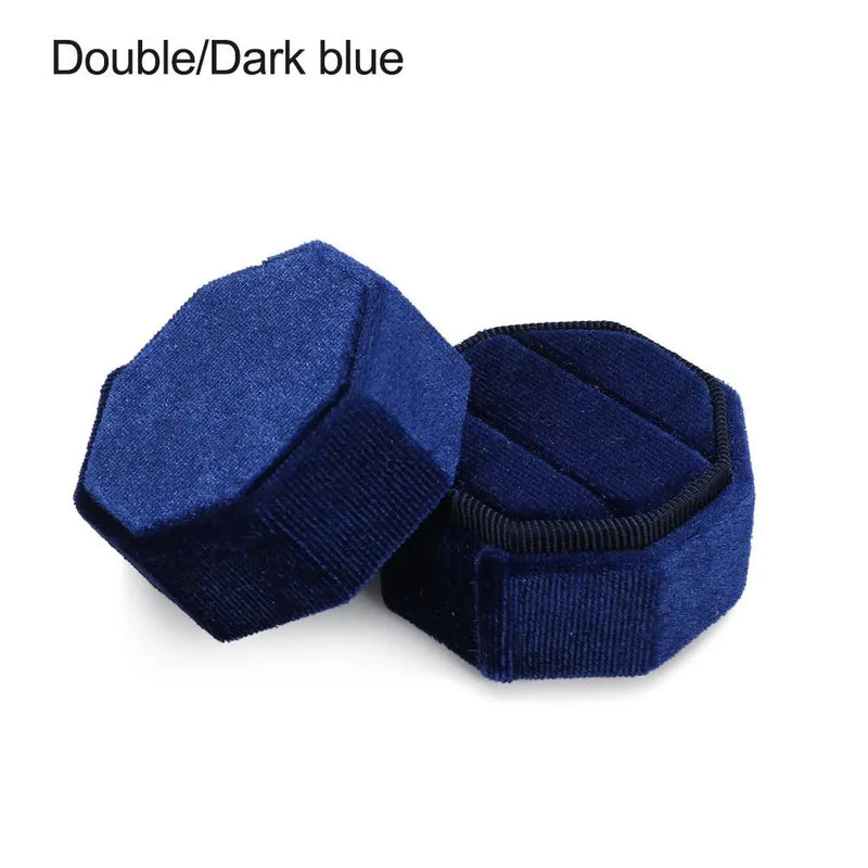 Hexagon Shape Velvet Jewelry Box Double Ring Storage Box Woman Gift Earrings Package Case Wedding Ring Display Packaging Box