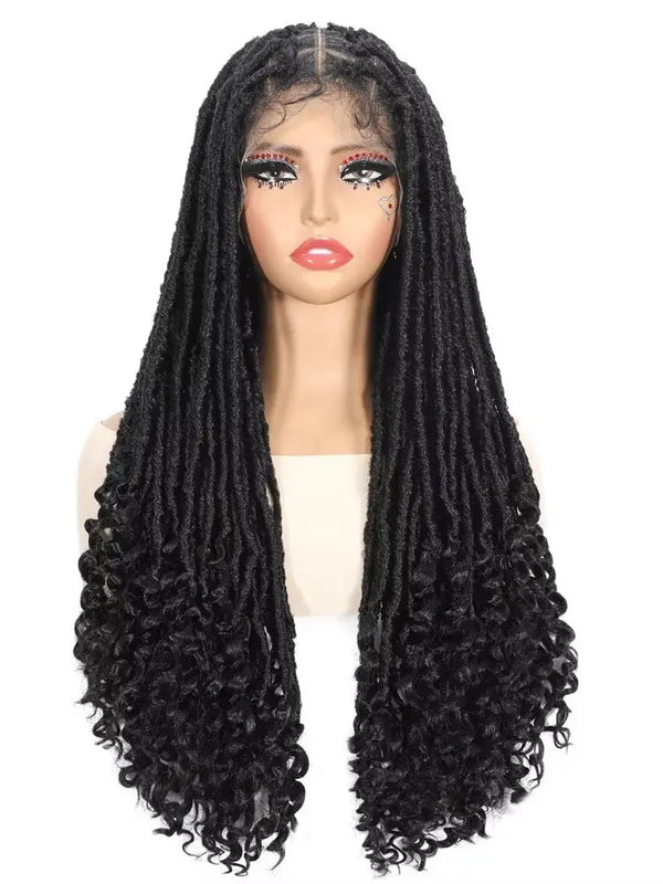 SQRDGQ Synthetic Hair Full Lace Wigs on Clearance Sale Long Braided Wigs Glueless Box Braids Woman Wigs Ombre Black Wig Woman