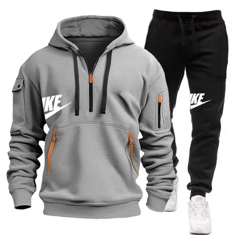 Men's autumn and winter suit zipper hoodie + trousers casual sportswear warm - View 6 | SAMAG