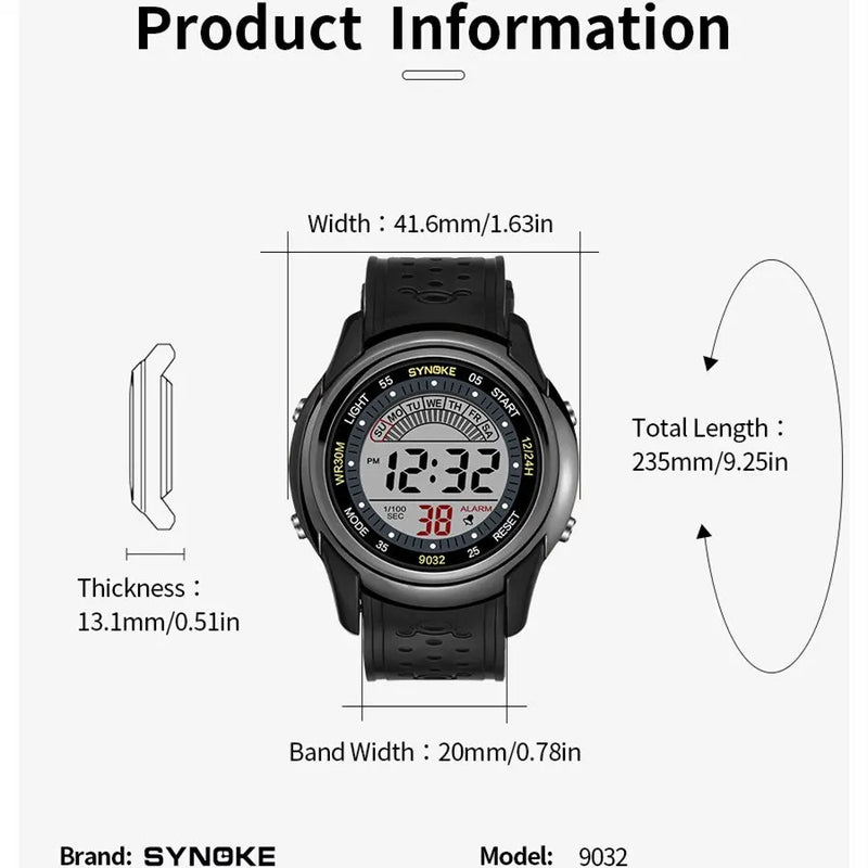 SYNOKE Electronic Watch For Mans Sport Multifunction Waterproof Luminous LED Digital Boy Student Fashion - Visuel 3 | SAMAG