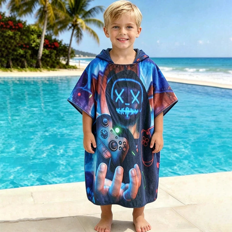 1Pc Baby Cartoon Bath Towel Colorful Game Print Cartoon Bath Towel Soft-Comfortable-Multifunctional Foldable Cartoon Toddler Towel Lightweight Pool Bath Beach Towel