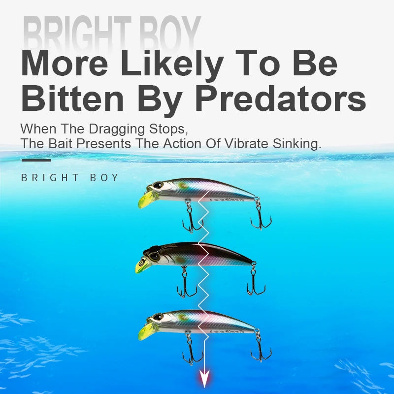 Kingdom Sinking Minnow Fishing Lure 45mm 60mm Far Casting | SAMAG