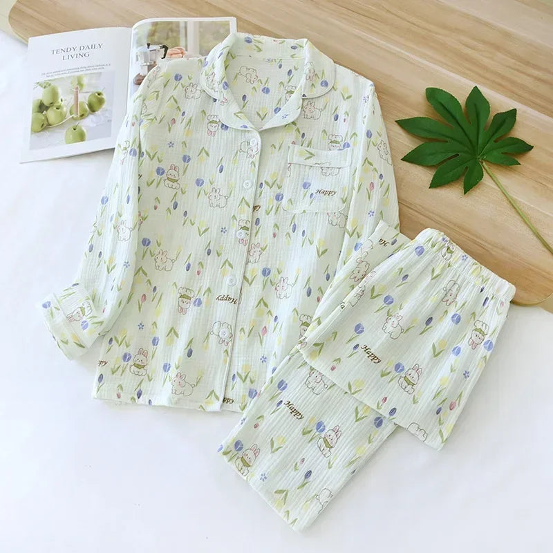New Large Size Pajamas Women Cotton Crepe Home Service | SAMAG