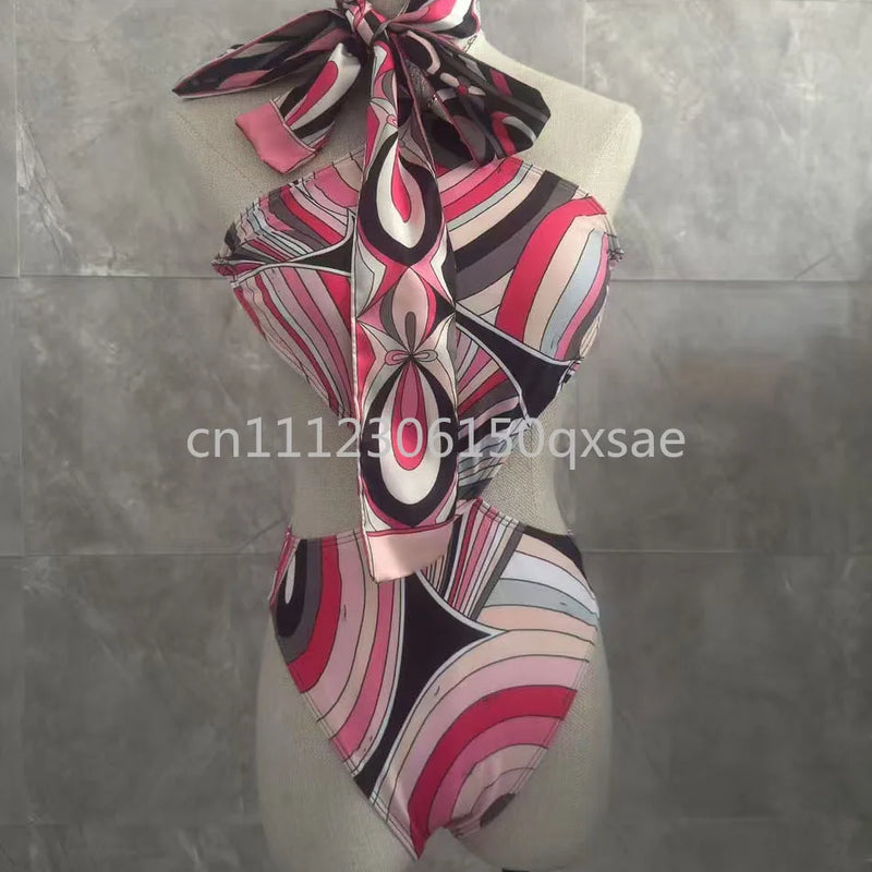 Women's Scarf Swimsuits with Letter Signature Logo Lady | SAMAG