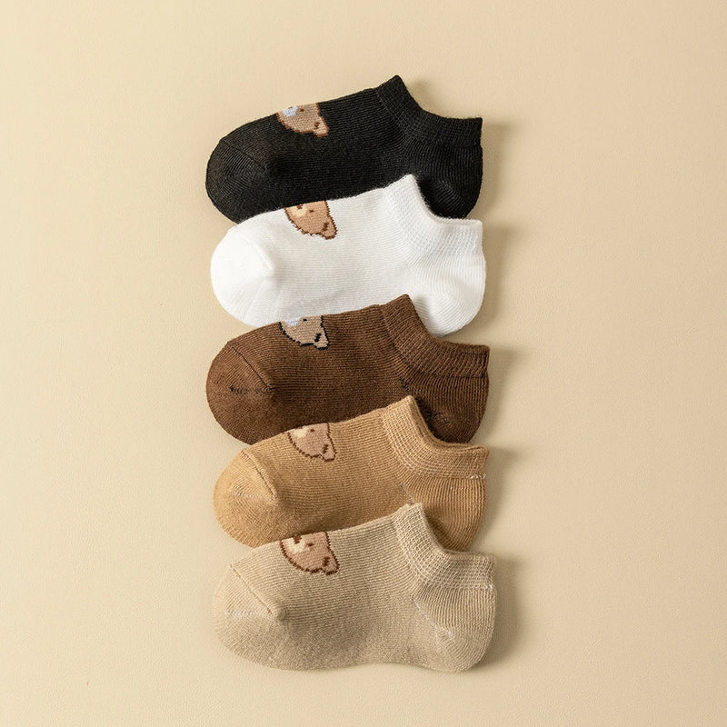 5/10pairs Baby Socks Toddler Low-cut Ankle Socks Cute Cartoon Bear Pattern Socks Boys and Girls aged 0-5 all season collection