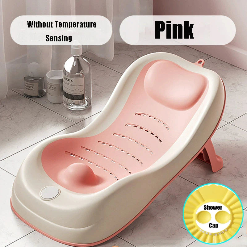 Foldable Baby Bath Support Newborn Bathtub With Sensing Temperature Non-Slip Infrant Shower Bed With Support Bracket