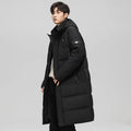 Fashionable White Duck Down Jackets Suitable Both Men  Women in Winter Long Knee-length Cotton-padded Jackets with Thick Hooded