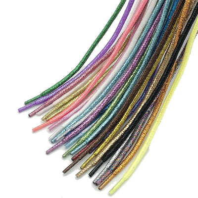 New Round Shiny Metallic Glitter Shoelaces Gold Silver | SAMAG