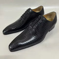 Men's lace up formal shoes, casual retro comfortable faux leather striped embossed handmade business dress shoes
