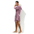 Men Bathrobe Pajamas Nightgown Hooded Loose Satin Silk Sleepwear Cardigan Gown Bath Robe Nightwear Male Sleep Bottoms Home Robes