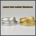 Luxury Faux Leather Shoelaces Gold Silver Flat Rope Shoelace Metal HeadSneakers Casual Shoes Laces 80/100/120/140/160cm 1Pair